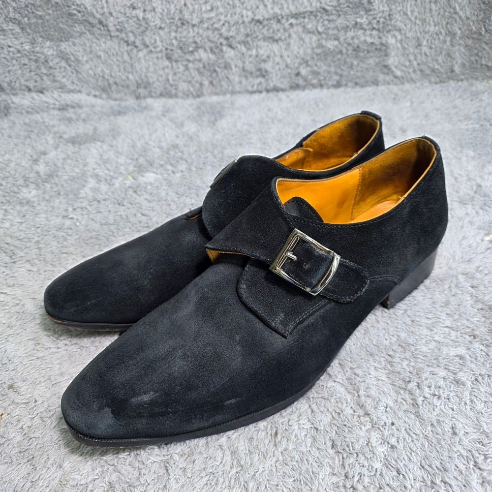 Santana by Carlos Santana Monk Strap Black Suede Blake Stitch Mens 11 Good